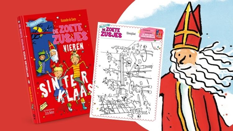 Kleurplaten: De Zoete Zusjes vieren Sinterklaas